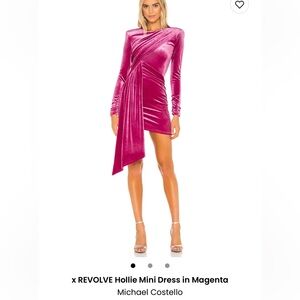 Michael Costello Fuchsia Asymmetrical Mini Dress
